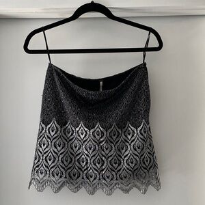 Free People Black and Silver metallic mini skirt